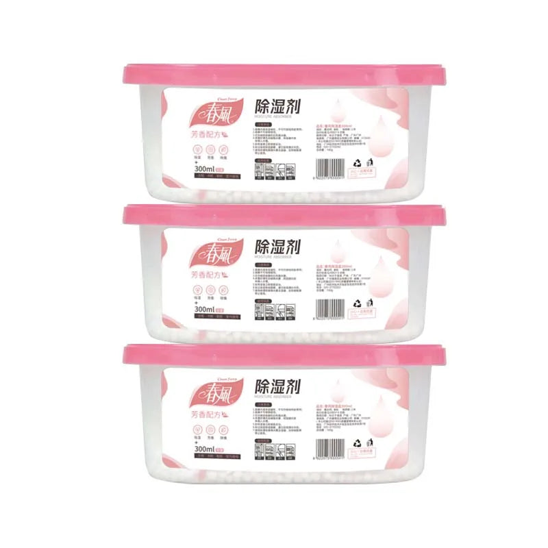 3-Pack Reusable Wardrobe Moisture Absorber Dehumidification Boxes for Closet Laundry Room - Eco-Friendly Moisture-Proof Storage