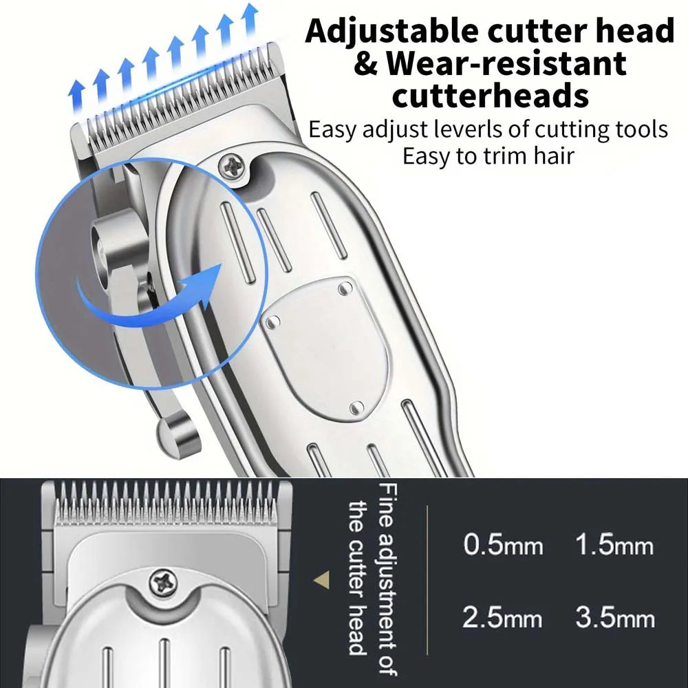 Professional Men's Cordless Electric Clipper, T-Blade Beard Trimming Kit, Haircutting Set with LED Display, Gift for men