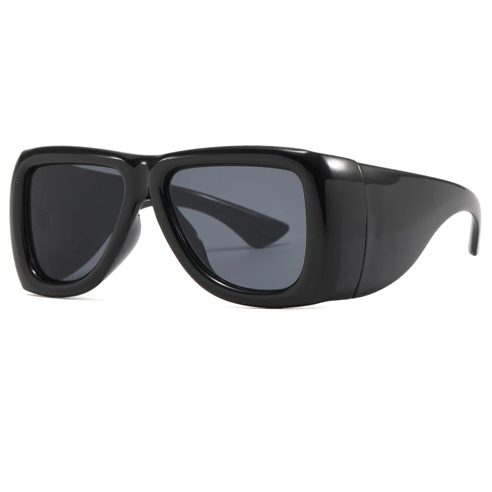 Oversized Square Y2K Sunglasses — Black Punk Shades, Unisex