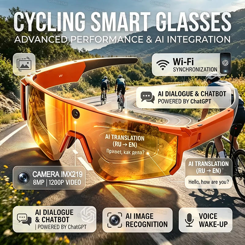 Smart Camera Glasses — 1200P Anti-Shake Video for Cycling