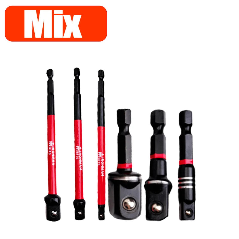 Impact Socket Adapter 1/4" 3/8" 1/2" Square Socket Driver Extension Bit Power Tools Hex Shank Impact Driver Socket Adapter