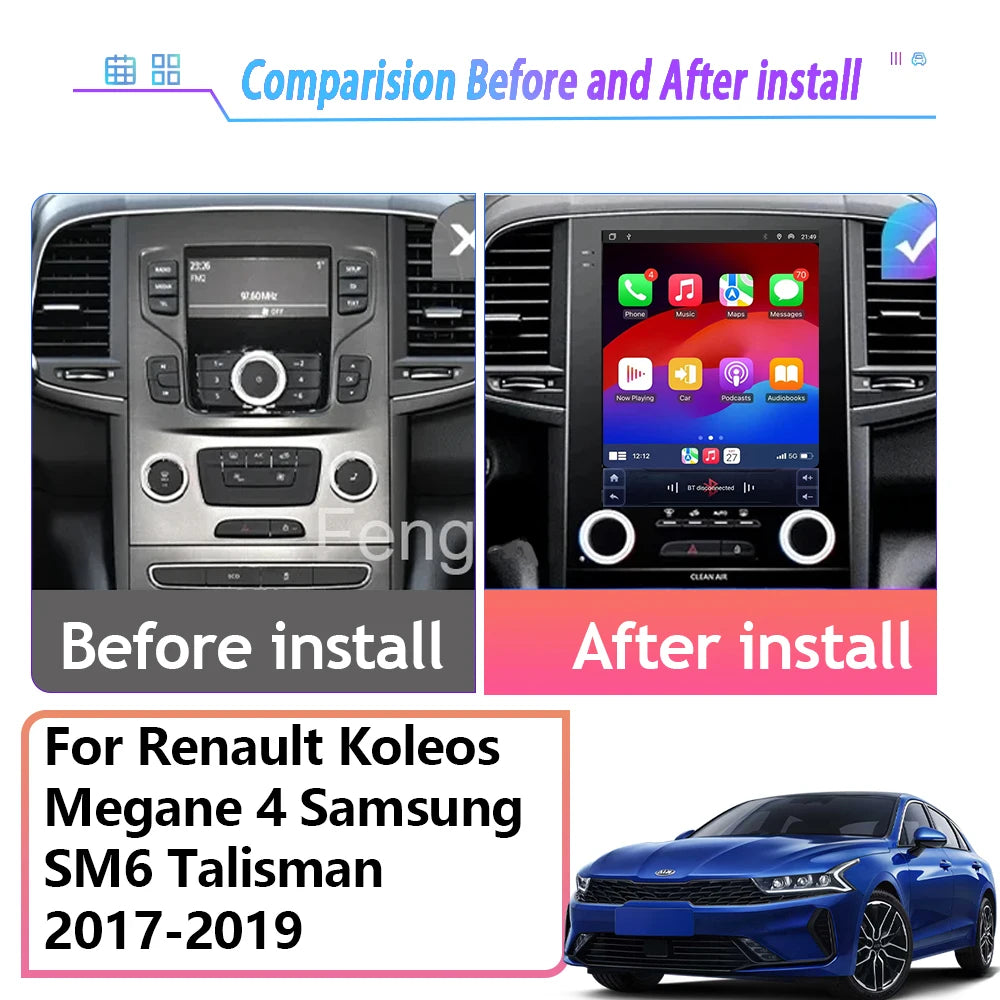 Car Stereo with Apple CarPlay & Android Auto, Compatible with Renault Koleos, Megane 4 & Talisman
