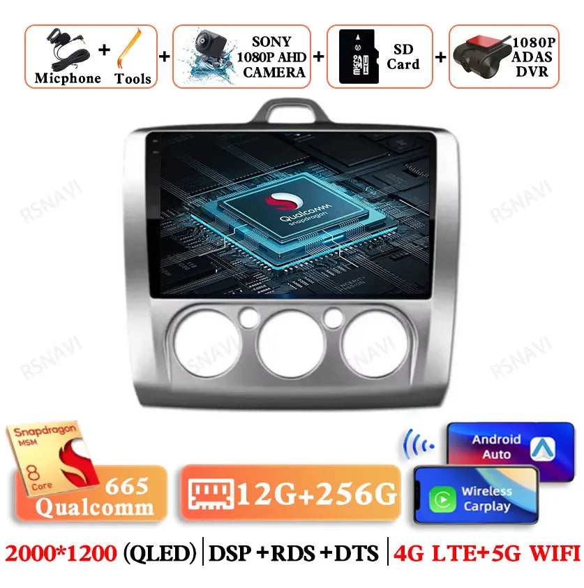Android 14 Head Unit with CarPlay for Ford Focus 2/3 Mk2/Mk3 (2004-2011)