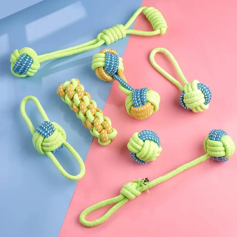 Knotted Rope Ball Dog Toy - Tug & Teeth Cleaning