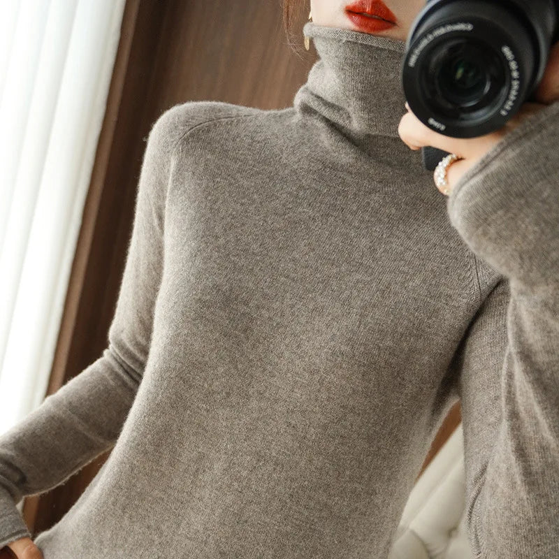 Women's Slim Turtleneck Knit Pullover - Soft Solid Bottoming Sweater - photo 18