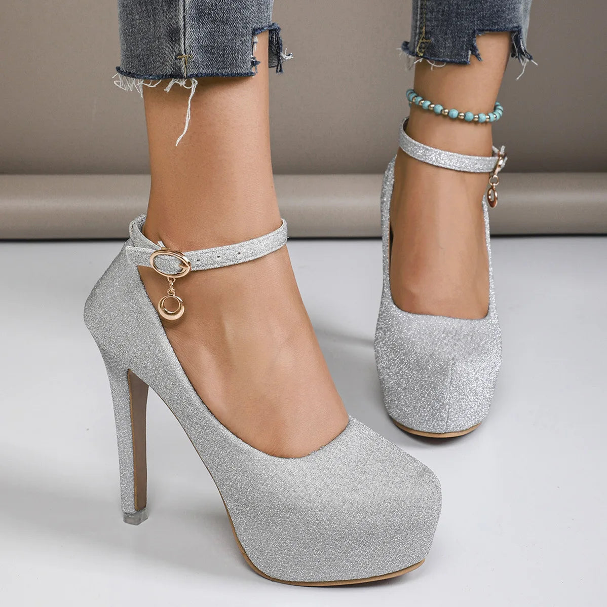 Platform Stiletto Heels for Women — Ankle-Buckle Strap Dress Shoes, Plus Size