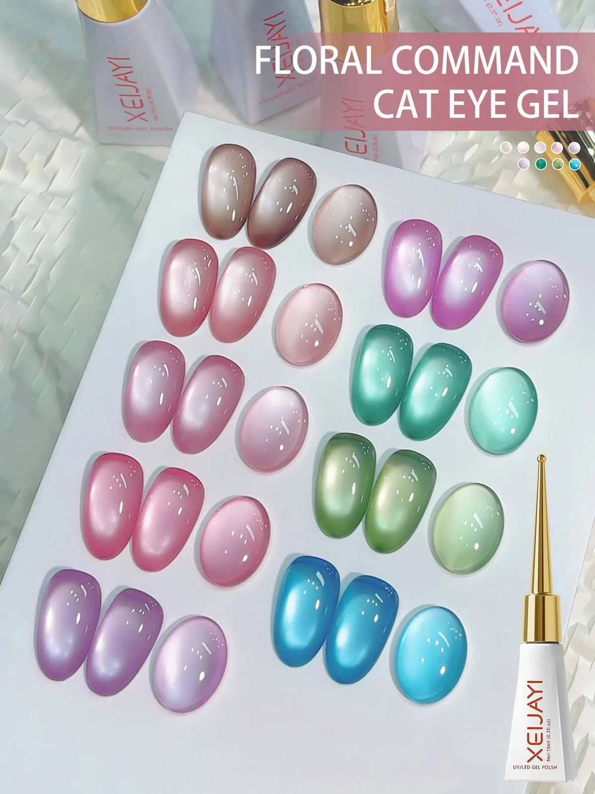 9Pcs Cat Eye Gel Nail Polish Set Soak Off UV French Cat Eye Gel Nail Polish Manicure Salon