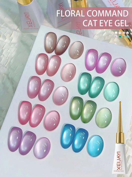 9 Piece Cat Eye Gel Nail Polish Set - French Magnetic Soak Off UV