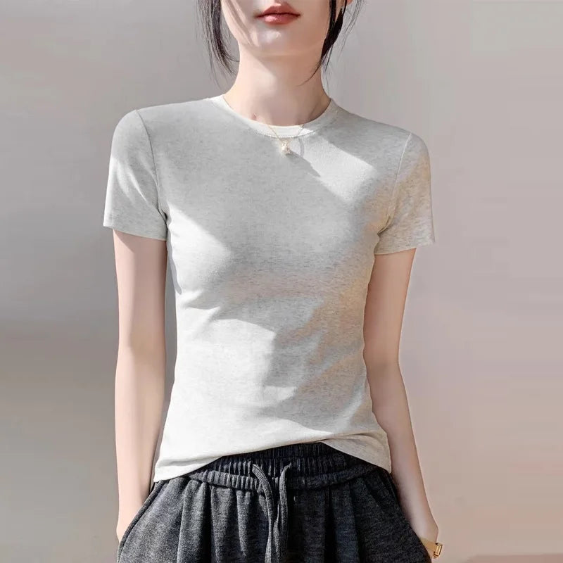 Women's plain cotton t-shirt - view 2