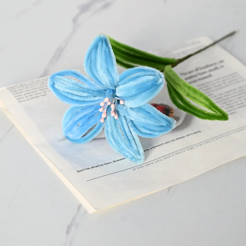 5Pcs Lily DIY Flower Calla Chenille Stems Fluffy Wire Pipe Cleaners Twist Stick Children Educational Toys Creative Handcraft