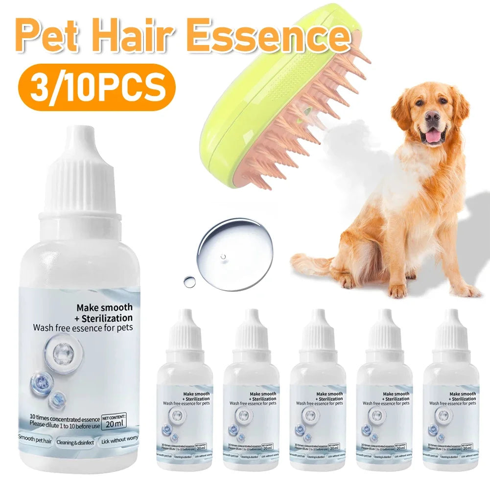 Cat Steam Brush Grooming Essence Serum – Wash-Free Hair Depilation for Cats & Dogs | 3 or 5 Pack
