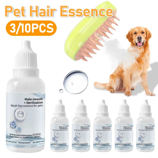 Cat Steam Brush Grooming Essence Serum – Wash-Free Hair Depilation for Cats & Dogs | 3 or 5 Pack
