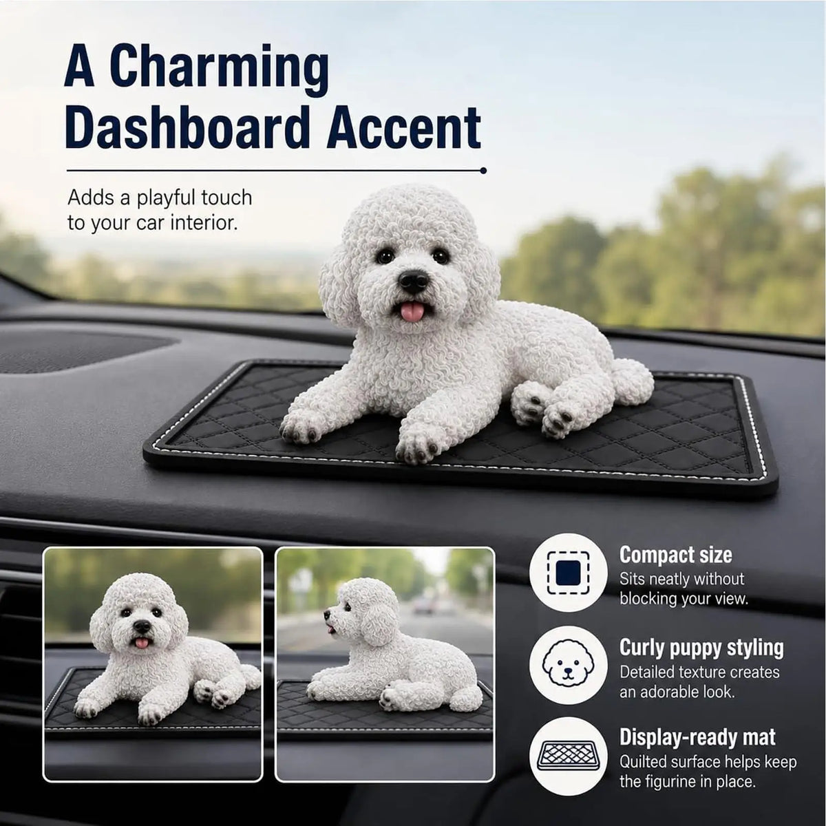 Resin Puppy Dashboard Statue - Car & Desk Dog Ornament