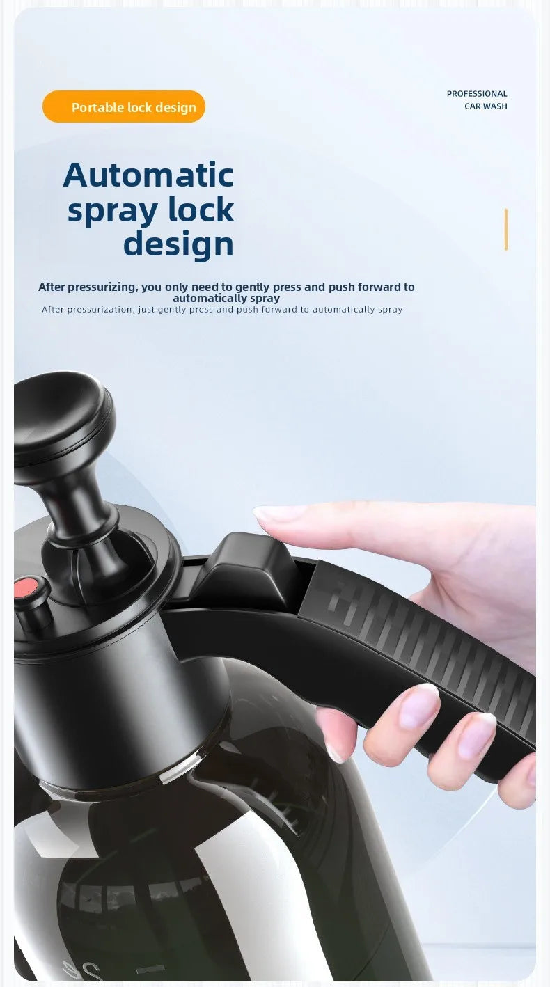 2L High Pressure Car Wash Foam Sprayer Bottle with Foam Nozzle for Auto Cleaning and Detailing