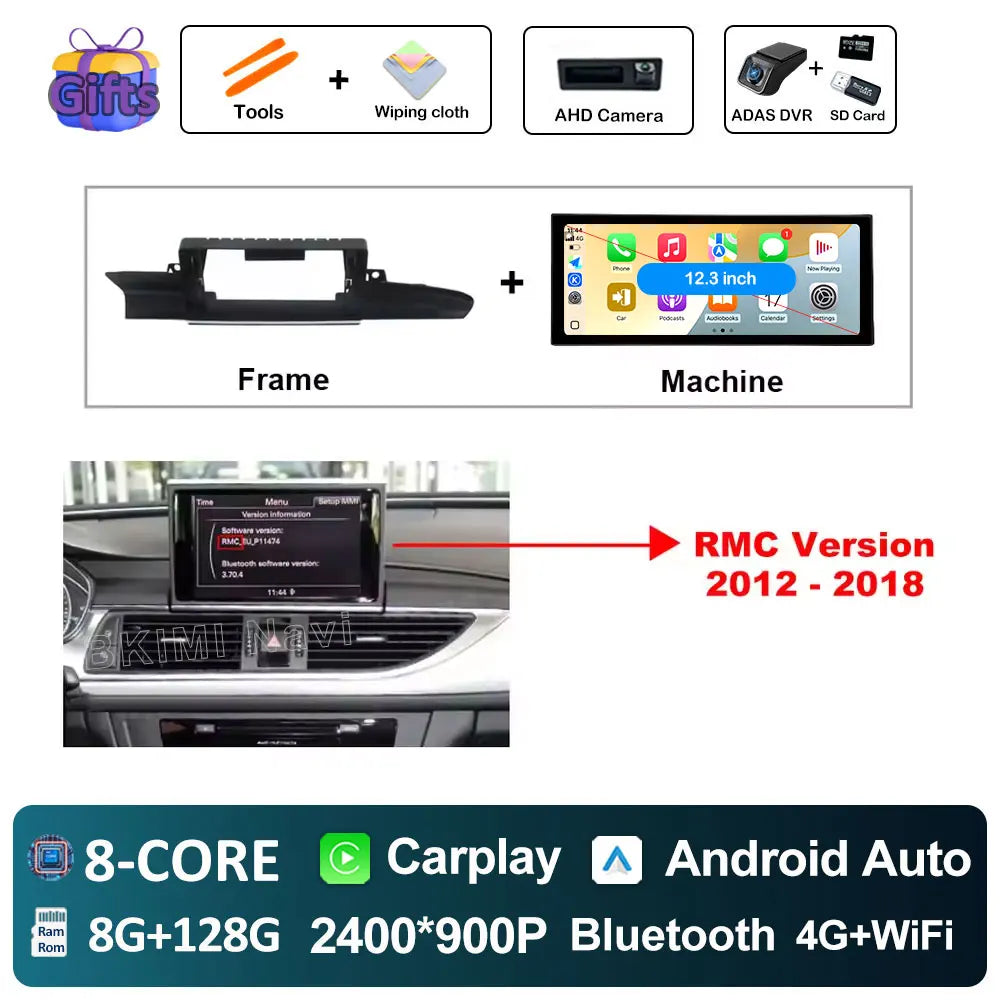 12.3" Android Screen for Audi A6 C7 & A7 (2012–2018) — Wireless CarPlay, Android Auto, QLED, GPS, WiFi