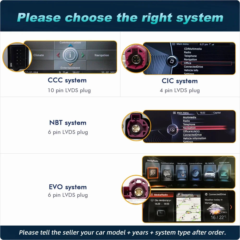 CarPlay Screen For BMW 1 2 3 4 Series F20 F21 F30 F31 F32 F33 F34 Car Multimedia Player Wireless Carplay Android Auto
