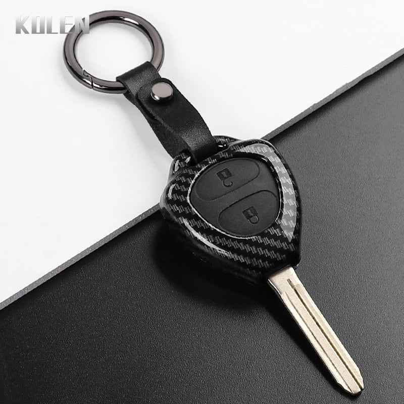 ABS Carbon Fiber Style Car Key Case Cover For Toyota Camry Avalon Corolla Matrix RAV4 Venza Yaris Replacement Protector Keychain