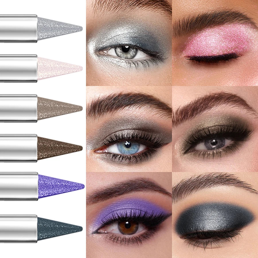 12 Colors Metallic White Black Purple Eyeshadow Pencil Glitter 1pc  Liner Pen Highligter Long Lasting Blue Cream Eye Shadow