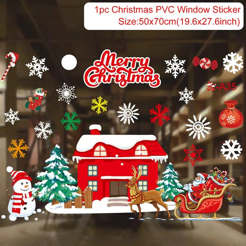 Christmas Wall Window Stickers Marry Christmas Decoration For Home 2026 Christmas Ornaments Xmas Navidad Gift New Year 2026