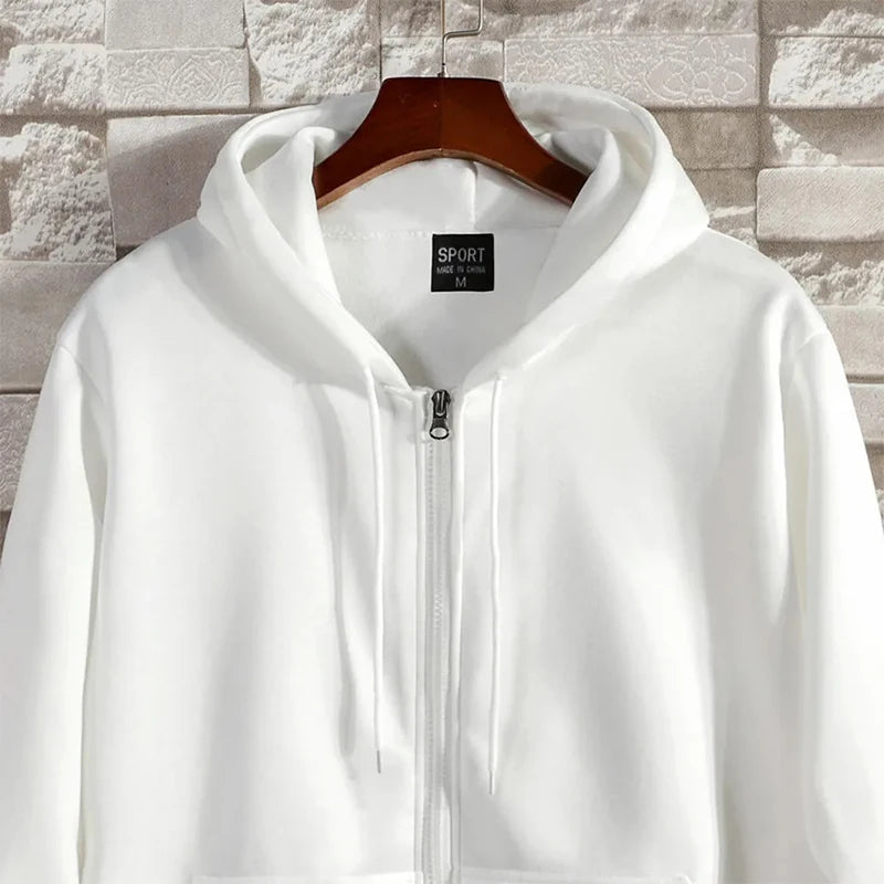 Men's Zip-Up Hoodie, Loose Fit Hooded Sweatshirt