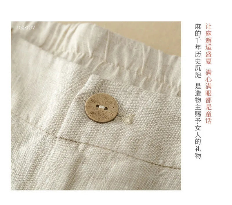Linen Wide Leg Pants New Summer Thin Casual Solid Long Pants Women Elastic High Waisted Loose Cotton and Linen Straight Trousers