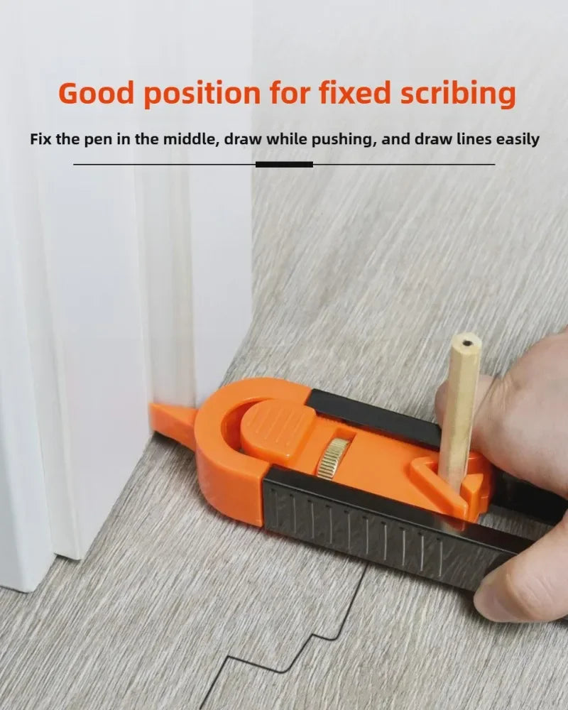 Profile Scribing Ruler with Adjustable Locking Mechanism for Irregular Contour Measurement - Precision Woodworking Gauge Tool
