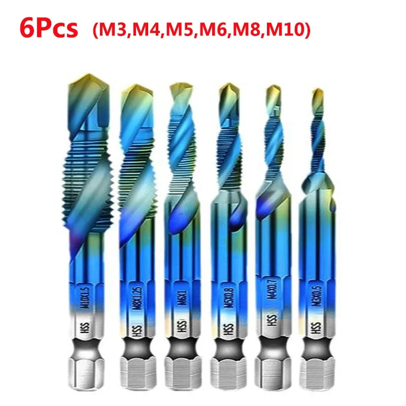 MMAlto HSS Titanium-Coated Metric Tap Set – M3 M4 M5 M6 M8 M10 | Screw Thread Machine Compound Tap | Individual & 6-Piece Sets