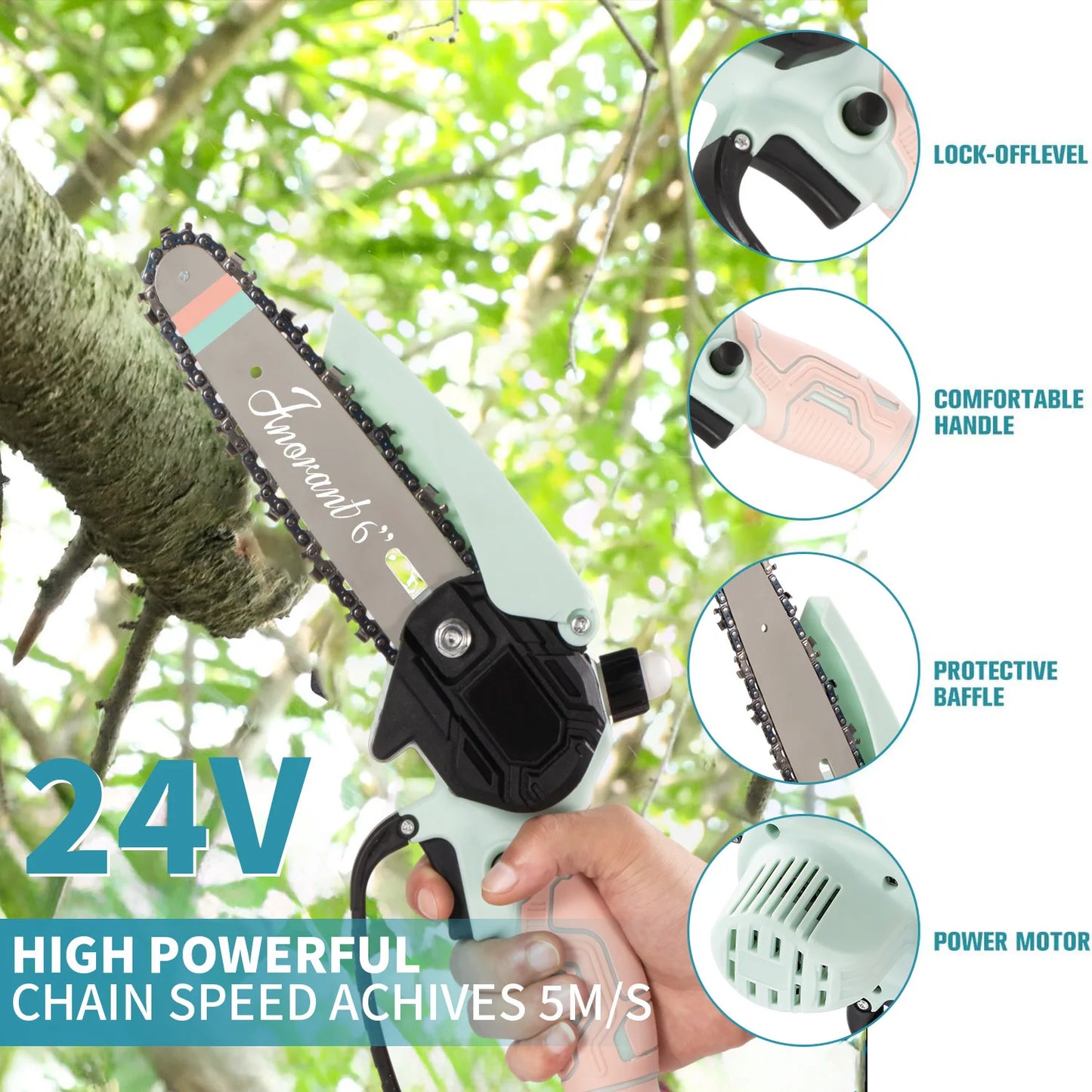 Mini Cordless Electric Chainsaw – 2 Batteries Included | Handheld Portable Saw for Tree & Wood Cutting