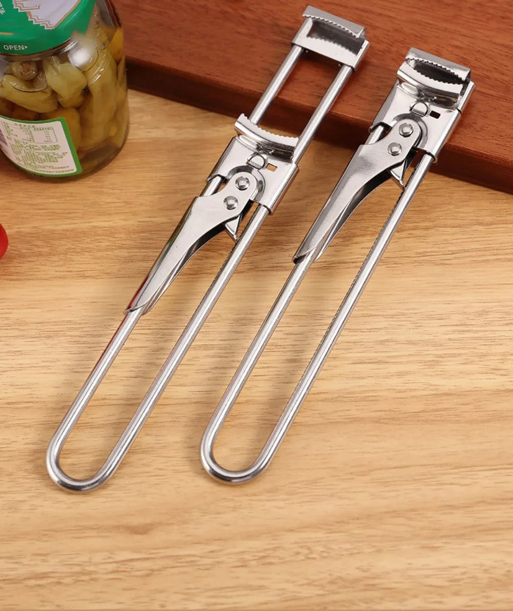 New Adjustable Stainless Steel Can Opener Rotating Non-slip Bottle Opener Twist Multifunctional Manual Can Opener Kitchen Tool