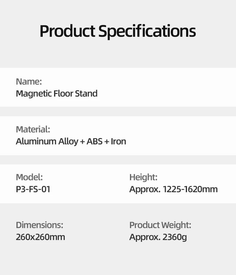 Original Telesin P3-DS-01 P3-FS-01 Adjustable Desktop Stand For Phone And Camera With Flexible Arm And Stable Base Design