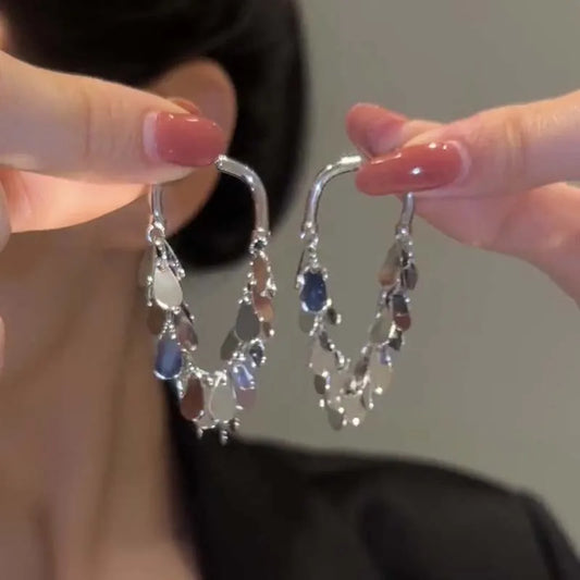 Long Tassel Drop Earrings — Metal Statement Jewellery for Women