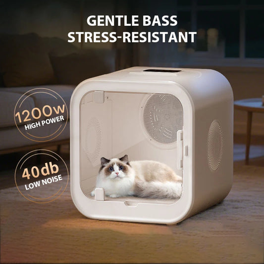 Ultra Quiet Pet Dryer Box – Portable Low-Noise Cat & Dog Grooming Hair Dryer Machine | Large Capacity | US/EU/UK/AU Plug
