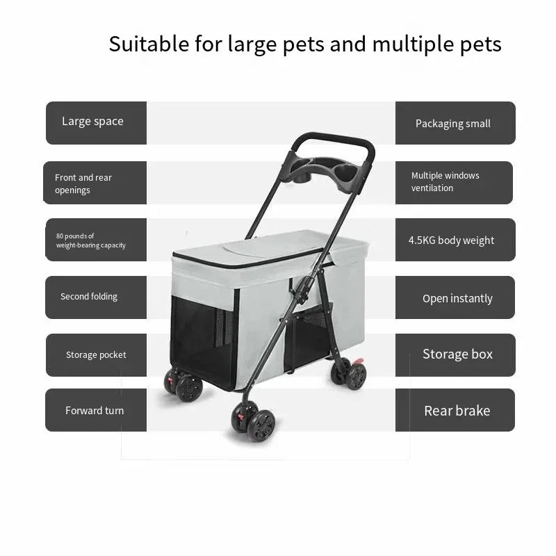Folding Stroller for Medium & Large Dogs - Travel Pet Cart – photo 5