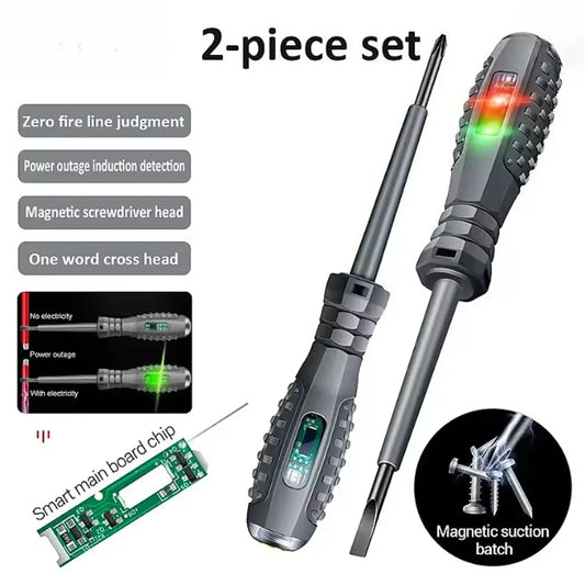 2pcs Word/Cross electrician screwdriver 12-220V Voltage Tester Pen AC/DC Induction Insulated Electricians Screwdriver Hand Tools