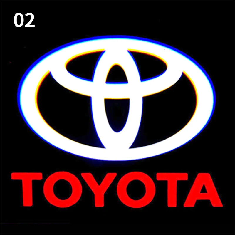 2PCS Car LED Welcome Lamp with Toyota Logo Door Ghost Shadow Light Laser Projector for Toyota PRADO Camry Corolla Rav4 Prius