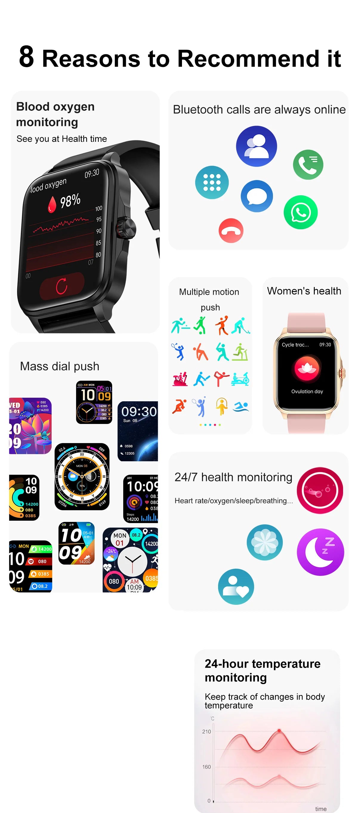2026 New Health smart Watch Heart Rate Blood Oxygen Blood Pressure Monitoring Bluetooth Call GPS Movement Trajectory Smartwatch