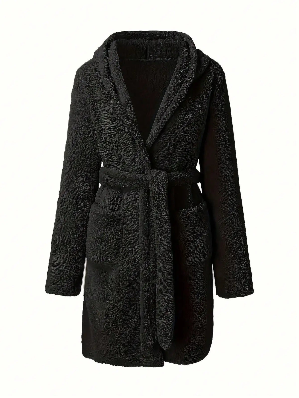 Women's Hooded Fleece Robe with Belt