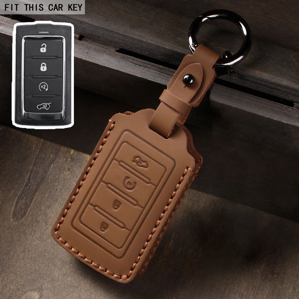 Leather Key Fob Cover for Dodge RAM 1500/2500 TRX, Jeep Grand Cherokee, Chrysler