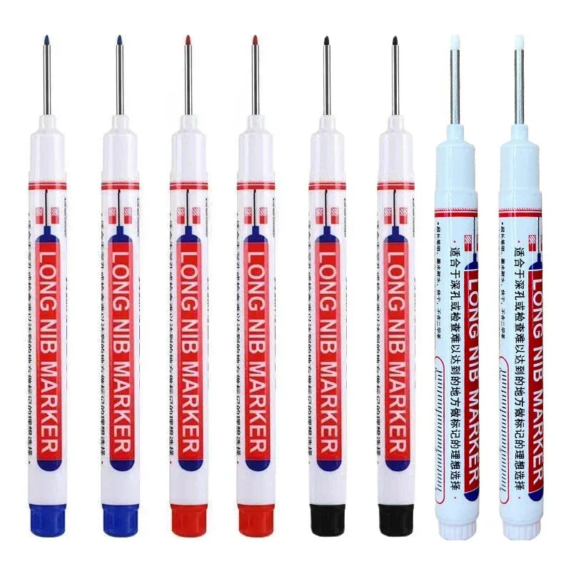 8Pcs/Set 20mm Deep Hole Long Nib Head Markers For Metal Perforating Pen Waterproof Bathroom Woodworking Decoration Multi-Purpose