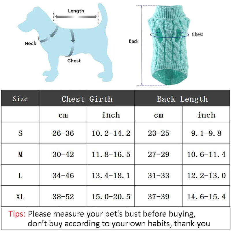 Turtleneck Knit Dog Sweater Vest - Winter Clothes for Small Dogs and Cats - photo 5