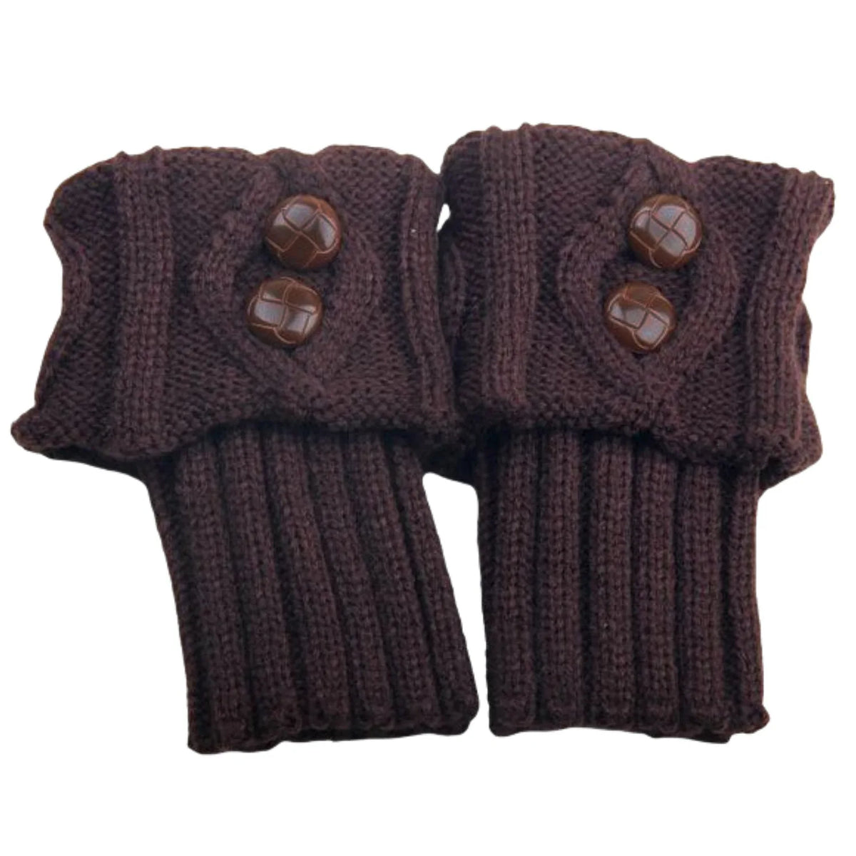 Women's Knit Boot Cuffs, Short Leg Warmers with Buttons