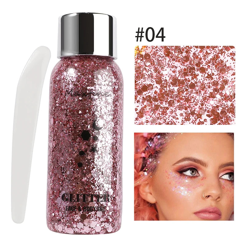 Body Glitter Gel Sequins Long Acting Face Eyes Hair Prom Party Mermaid Scales Not Easy To Take Off Makeup