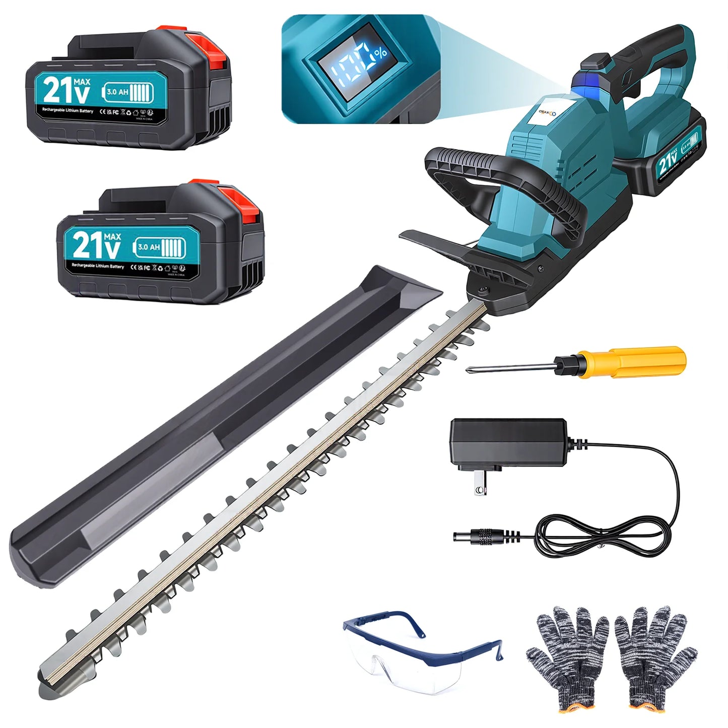 XYSD 20" Cordless Hedge Trimmer – 3000RPM with Battery & 180° Rotatable Head for Yard & Garden