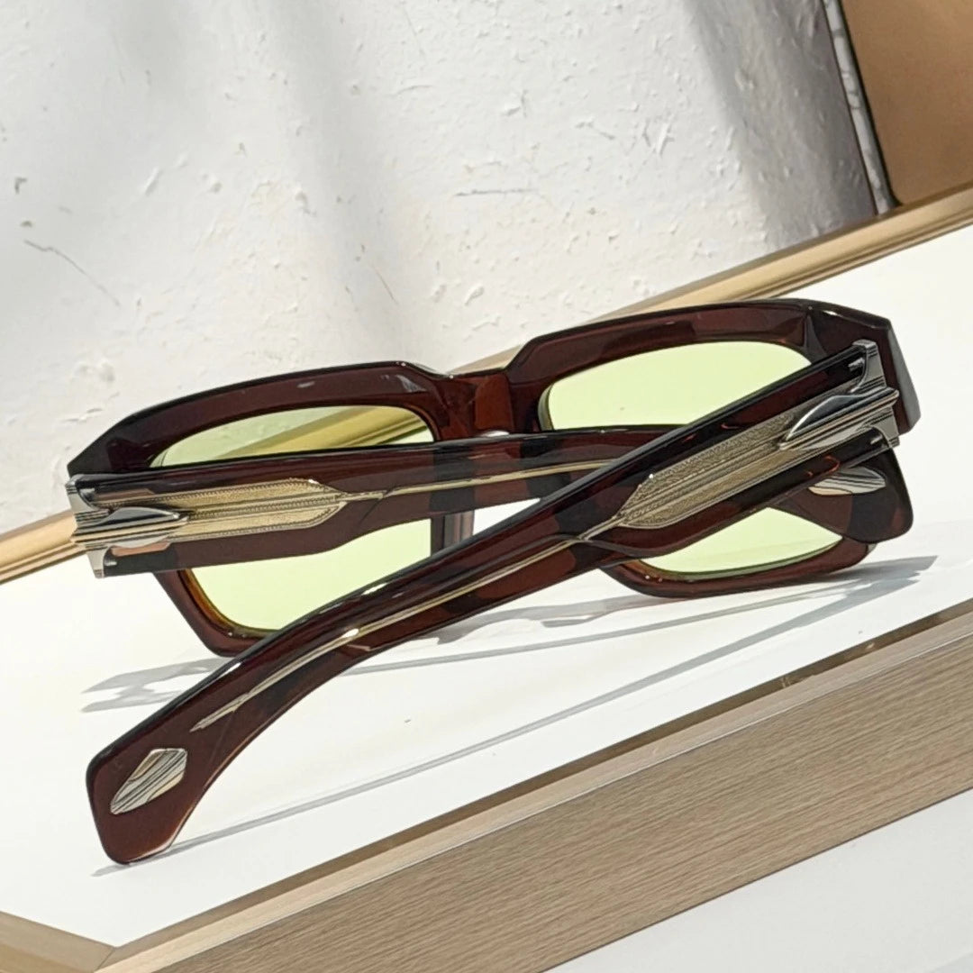 Handmade Acetate Square Sunglasses — Thick Frame, UV400