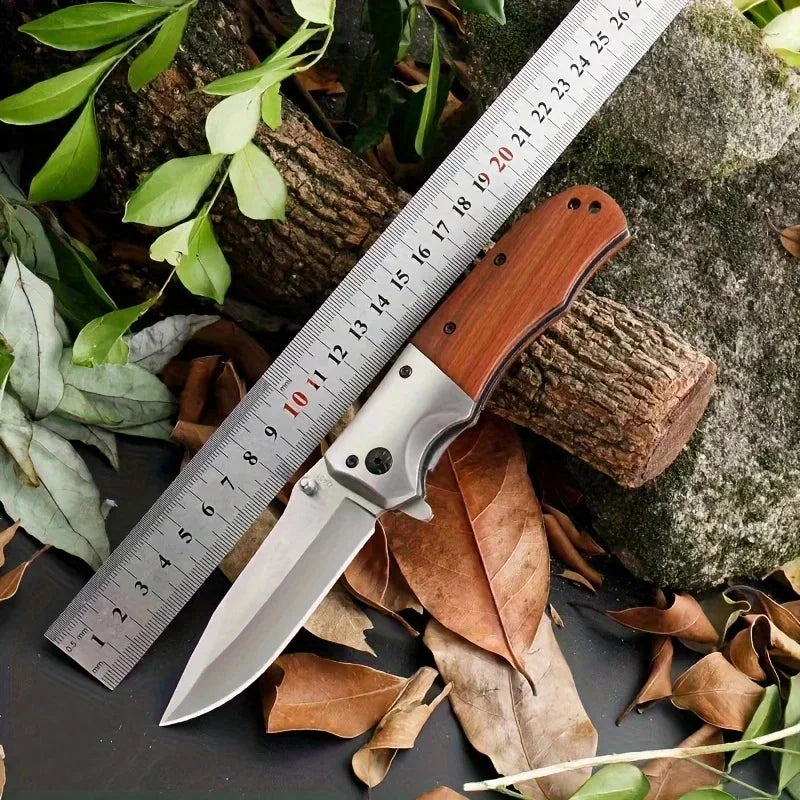 DOOM BLADE Portable Folding Knife - Stainless Steel Blade, Sharp V-Grind Edge & Spear Point Design, Lightweight Ergonomic Wood