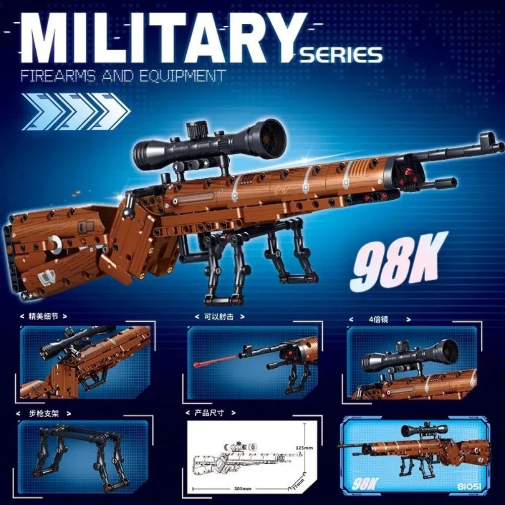 World War II Military Series 1206 Kar98k Rifle Model Assembly Block Set Toy Boy Children's Festival Gift