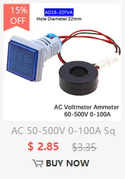 110V 220V AC Digital Voltmeter Ammeter 50-500V 0-100A Square Round Voltage Current Meter Car Volt Tester Test Gauge Amp Detector