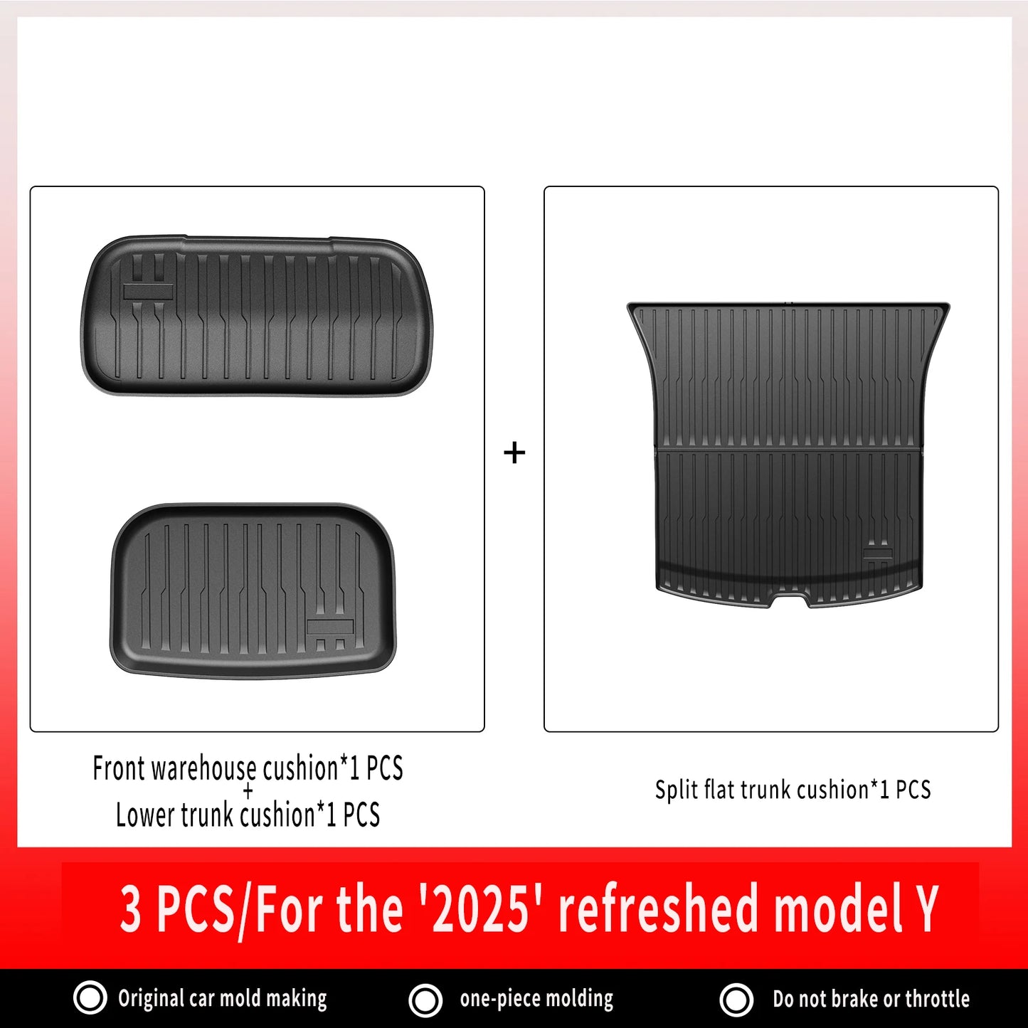 For New Tesla Model Y Launch 2026+ Juniper 2026+ TPE Floor Mats & Cargo Liner, All Weather Trunk Mats Floor Liner Backrest Mats