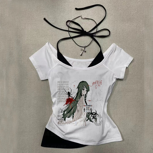 Rock Goth Fashion Streetwear Punk Women Vest Hiphop Harajuku Letter Print Retro Slim Crop top Sleeveless Top E-girl Y2k Tank Top