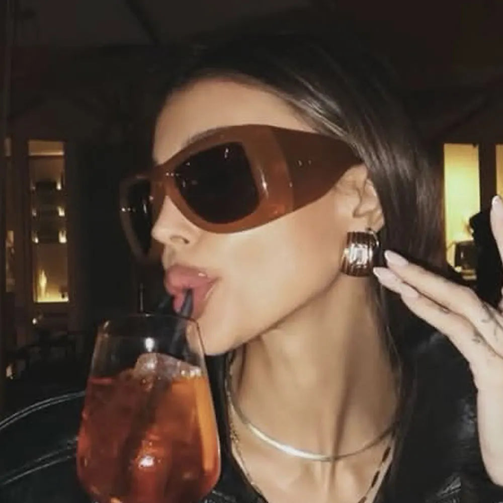 Oversized Square Y2K Sunglasses — Black Punk Shades, Unisex